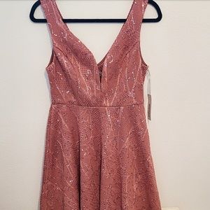 Bailey Blue Sequin Skater Dress Pink Size Large